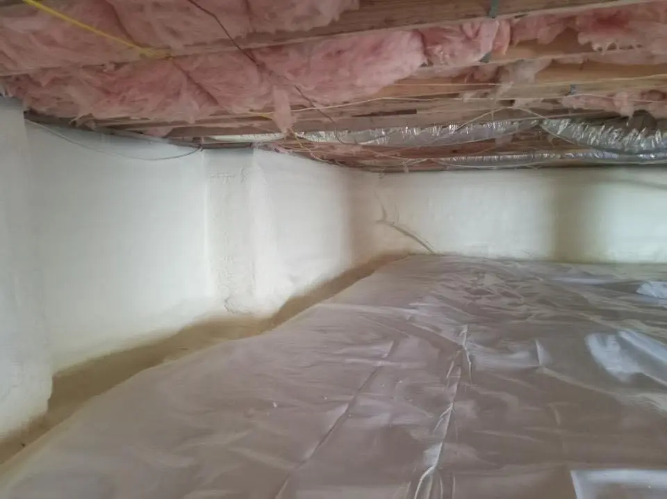 Crawl space encapsulation with closed-cell spray foam for Attic Insulation in East Lyme
